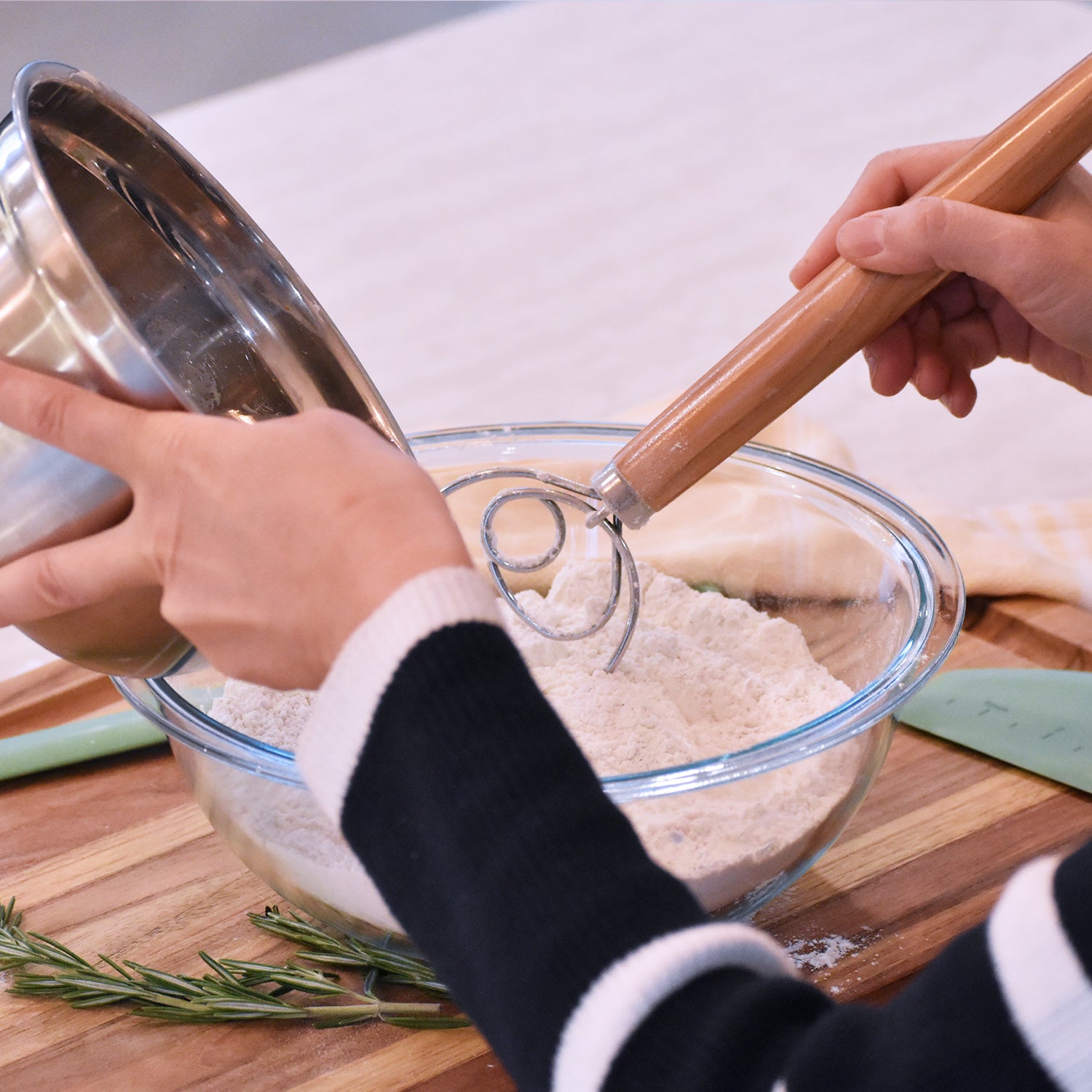 Olive Wood Danish Dough Whisk for Sourdough | Lifetime Warranty